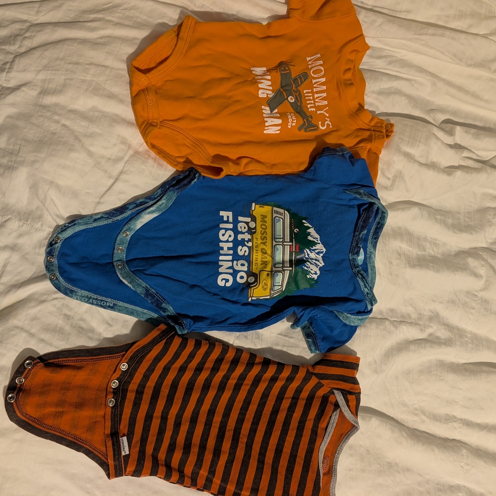 Orange and Blue Graphic Kids Bodysuit Set
